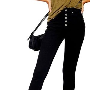 Topshop Jamie NWT Button Fly Black Skinny Jeans